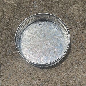 Reed & Barton Silver Plate/Copper Champaign/Wine Coaster Etched Floral Base/Eng